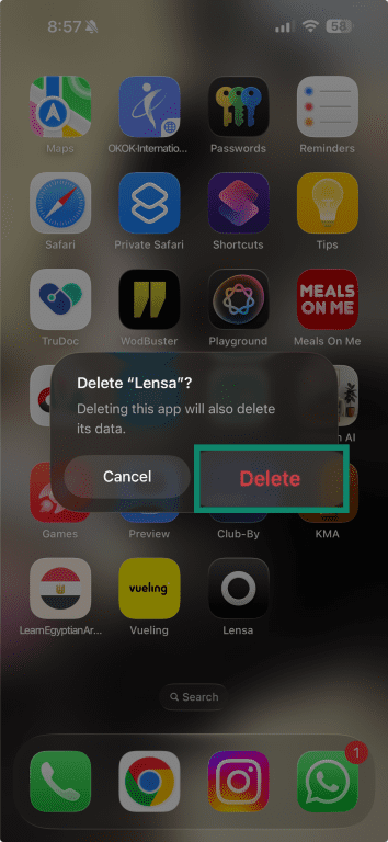 iPhone prompt showing