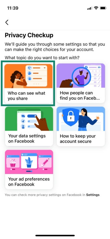 Facebook's Privacy Checkup settings.