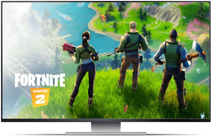 GeForce now sk&auml;rm med Fortnite.