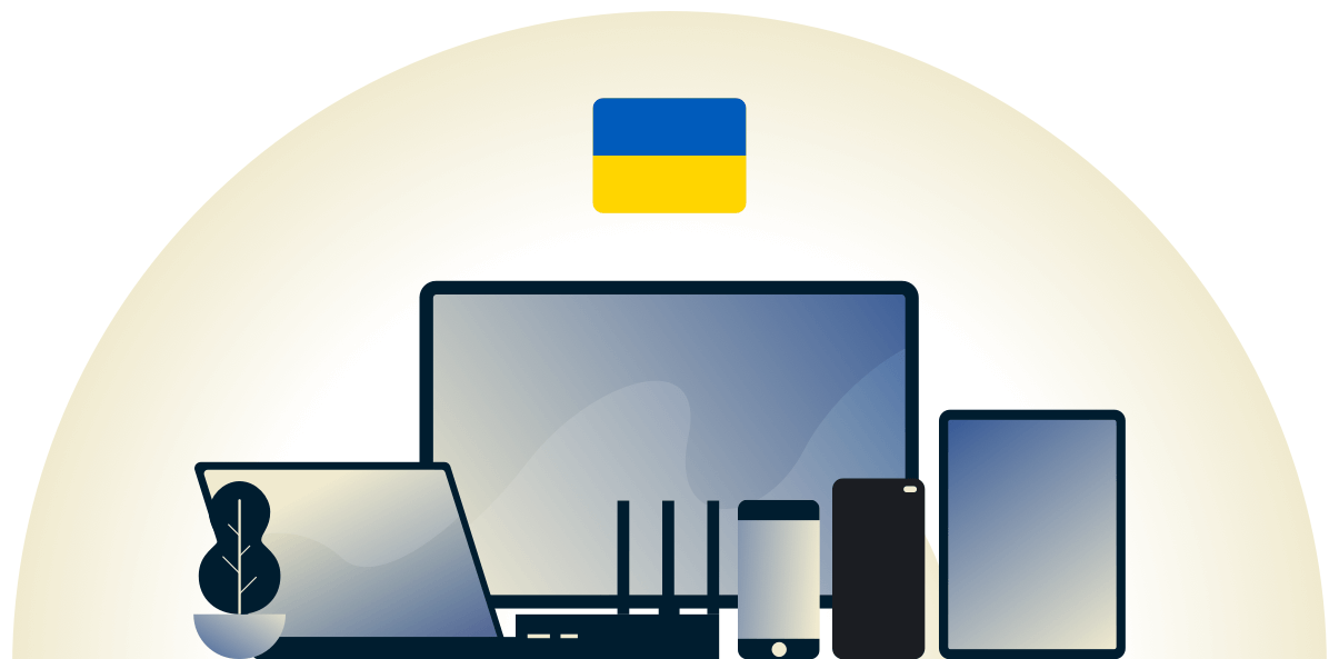VPN dla Ukrainy chroniący r&oacute;żne urządzenia.